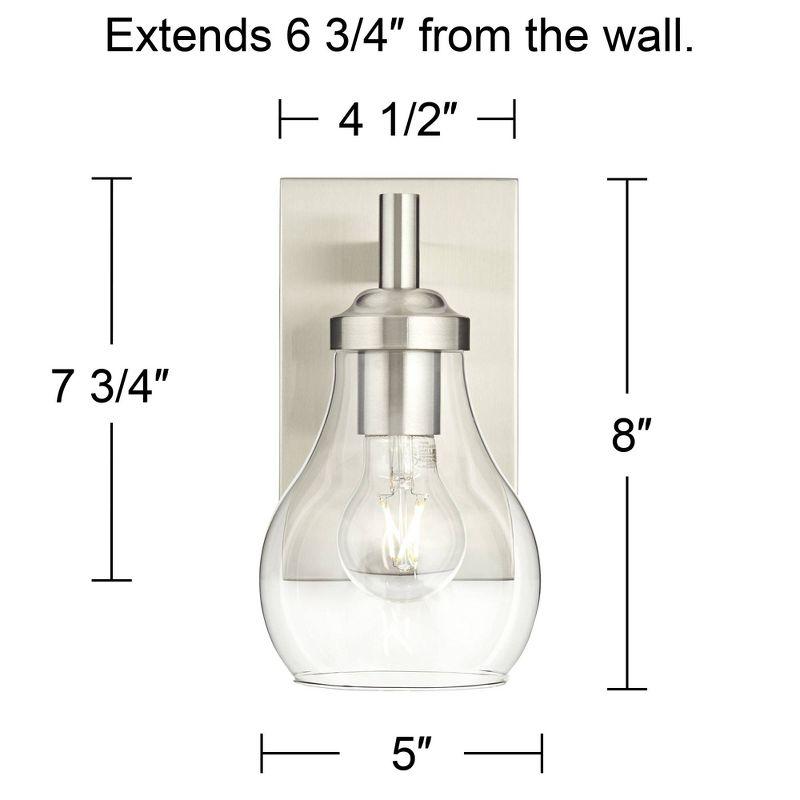 Danvers 13" Modern Minimalist Nickel Wall Sconce with Clear Globe