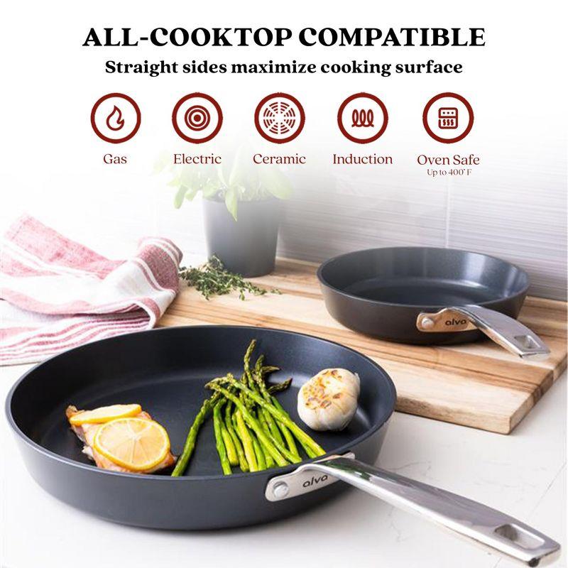Alva Alva Maestro Nonstick Ceramic Frying Pan Skillet, Non-Toxic PFAS PFOA & PTFE Free, Healthy Cooking Pan, Compatible with all Stovetops & Induction Safe, Oven Safe & Stay-Cool Handle