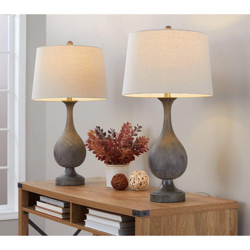 LumiSource (Set of 2) Cipolla Poly 29" Farmhouse Table Lamps Griffin Wood Polyresin Antique Soft Brass and Natural Shade from Grandview Gallery