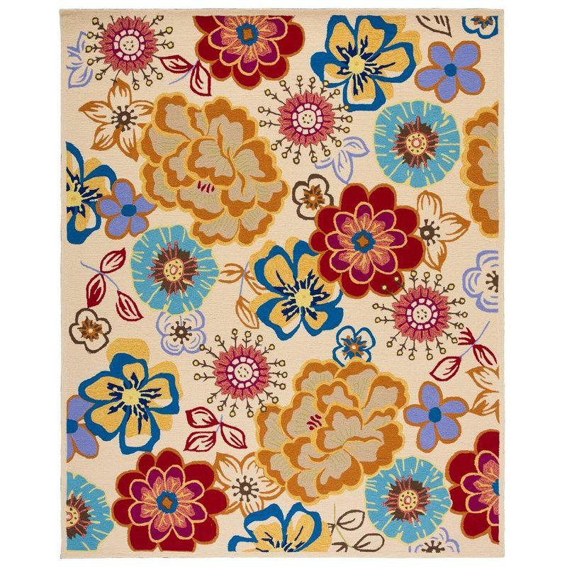 Ivory Floral Bliss 95" Round Hand-Knotted Easy Care Rug