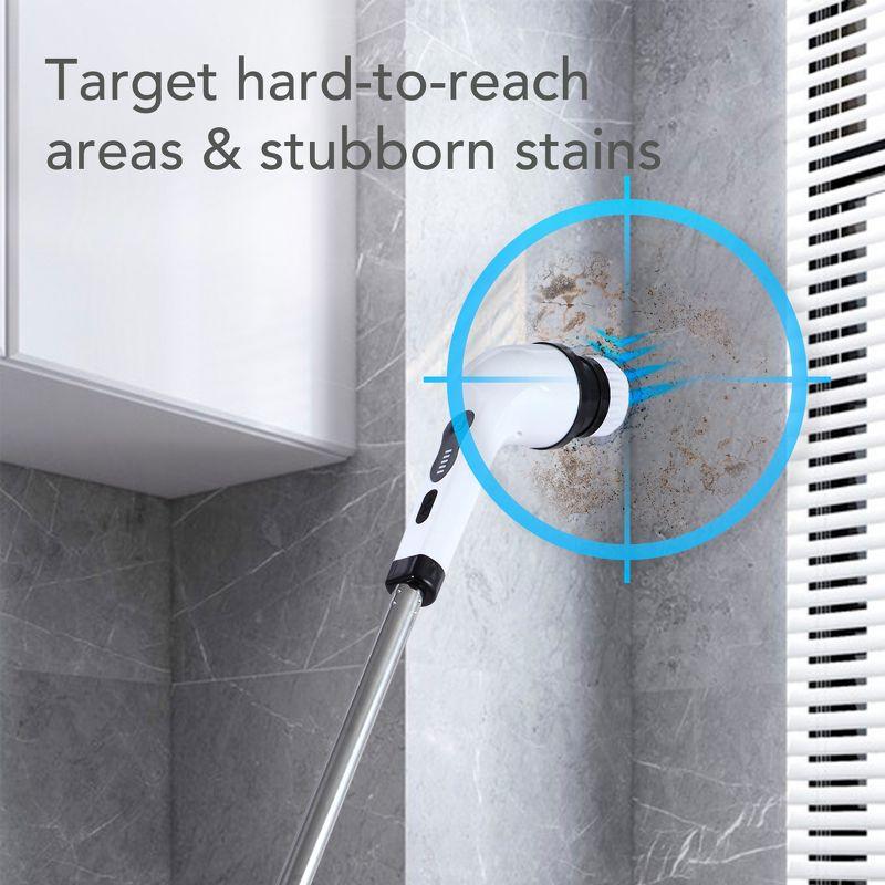 HOM Electric Spin Scrubber - Wireless Electric Cleaning Brush with 9 Brush Heads, 2 Speed Settings, For Bathrooms, Windows, Cars