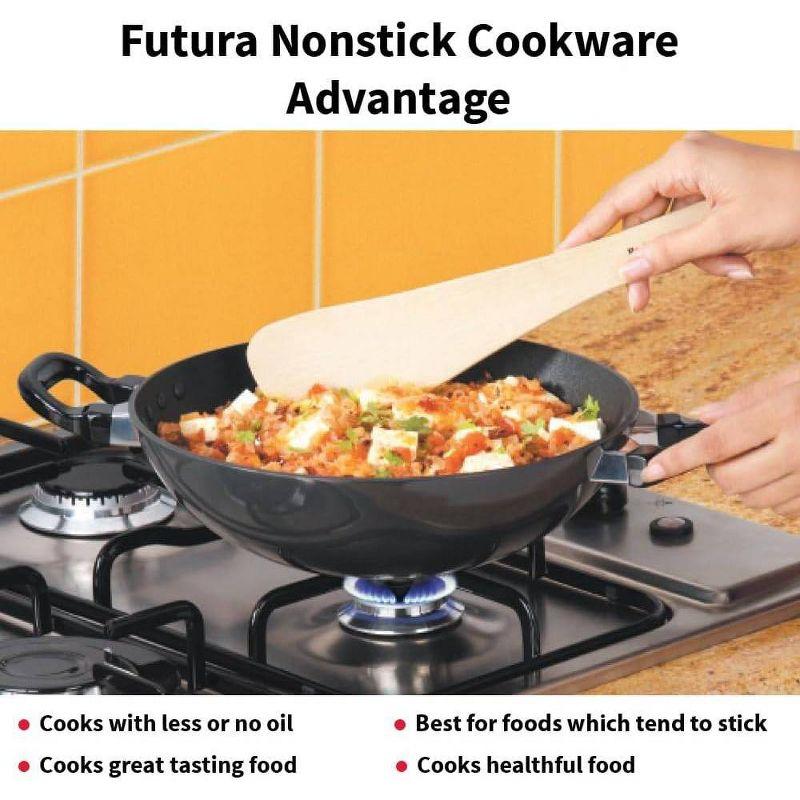 Hawkins Futura 2.5L Kadhai Fry Pan with Steel Lid: Anodized Aluminum, Gas Compatible, Hand Wash, 2-Piece Set