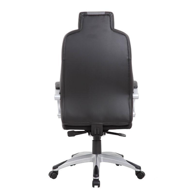 ErgoExecutive High-Back Swivel Chair in Black and Gray Leather