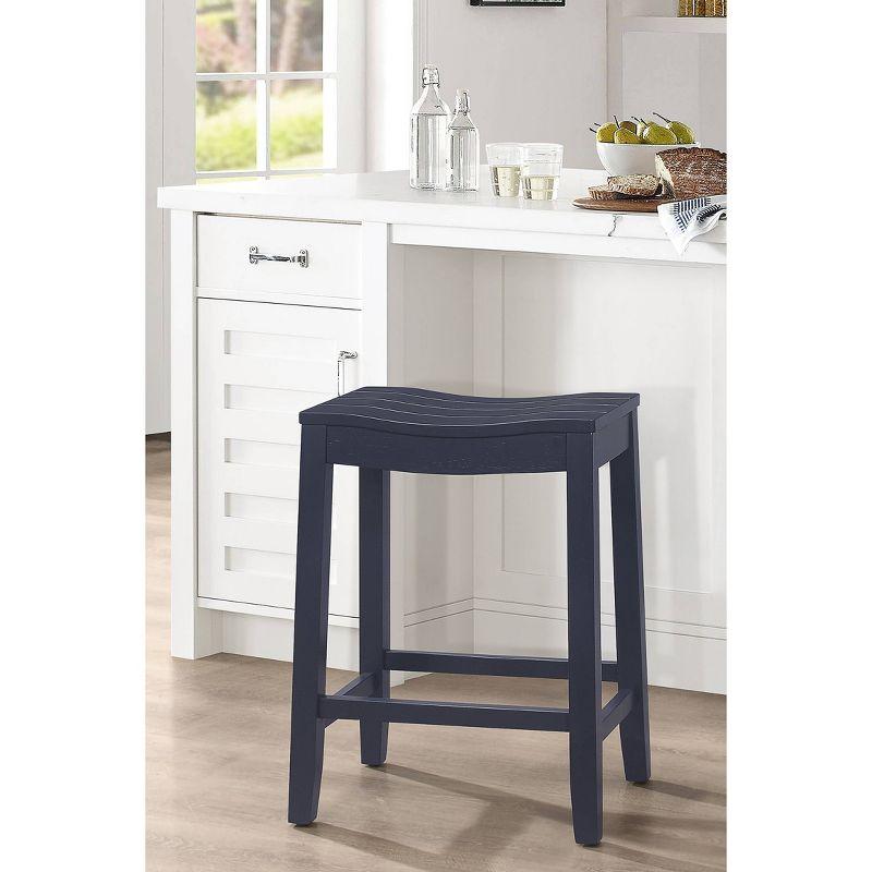 Hillsdale Furniture 24" Fiddler Backless Wood Counter Height Barstool Navy : Matte Finish, Fixed Height