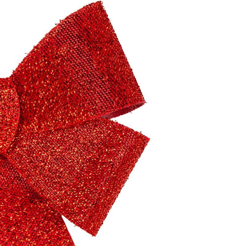 Northlight 18" Red Tinsel 4-Loop Bow Christmas Decoration