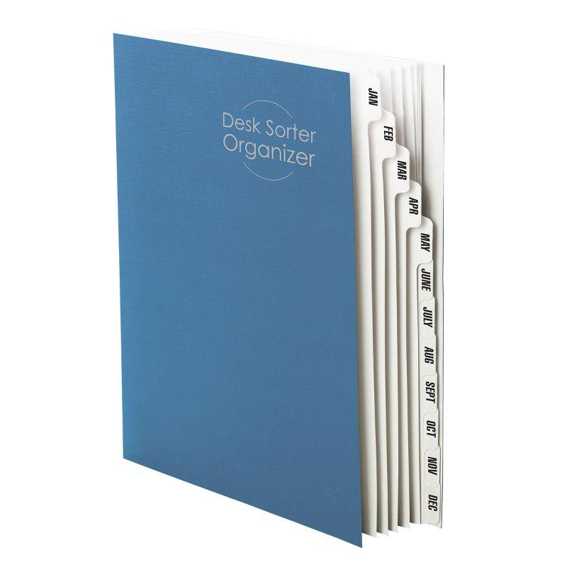 Blue Monthly Desk File Sorter with 12 Dividers