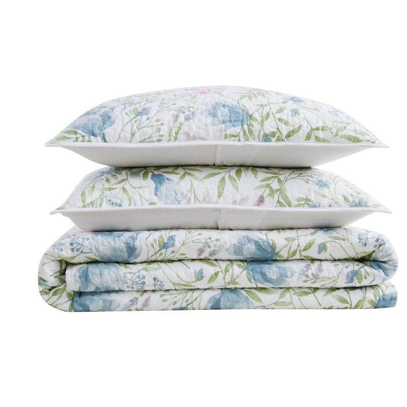 Field Blue/Green/Pink Reversible Quilt Set