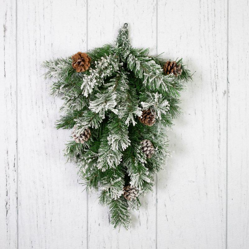 Northlight 22" Unlit Snowy Flocked and Pinecones Christmas Teardrop Swag
