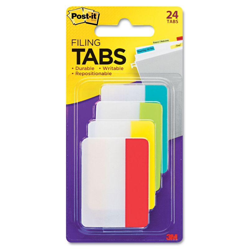 Assorted Color Self-Adhesive Writable File Tabs, 2 x 1.5 Inches, 24-Pack