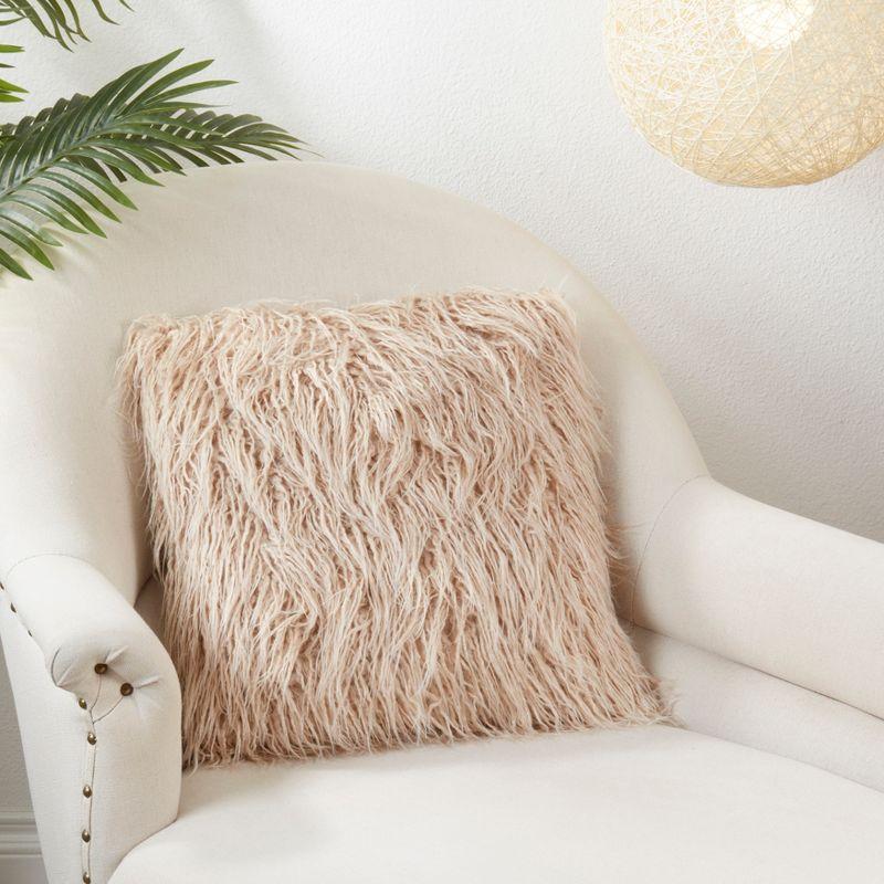 Saro Lifestyle Mongolian Faux Fur Throw Pillow