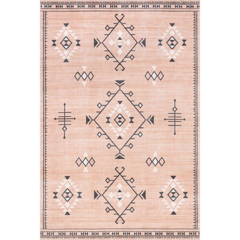 Evalyn Pink Southwestern Washable Synthetic Area Rug 3' x 5'