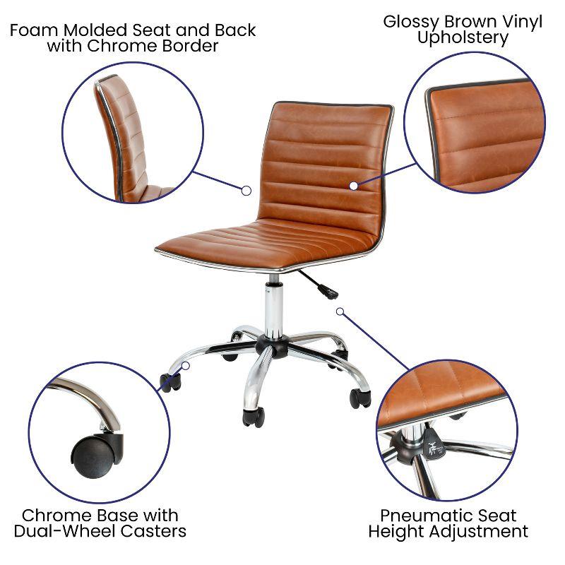 Flash Furniture Low Back Designer Armless Ribbed Swivel Task Office Chair