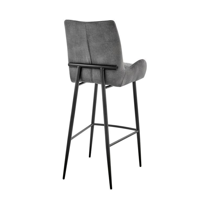 Contemporary Charcoal Fabric & Black Metal Adjustable Swivel Counter Stool