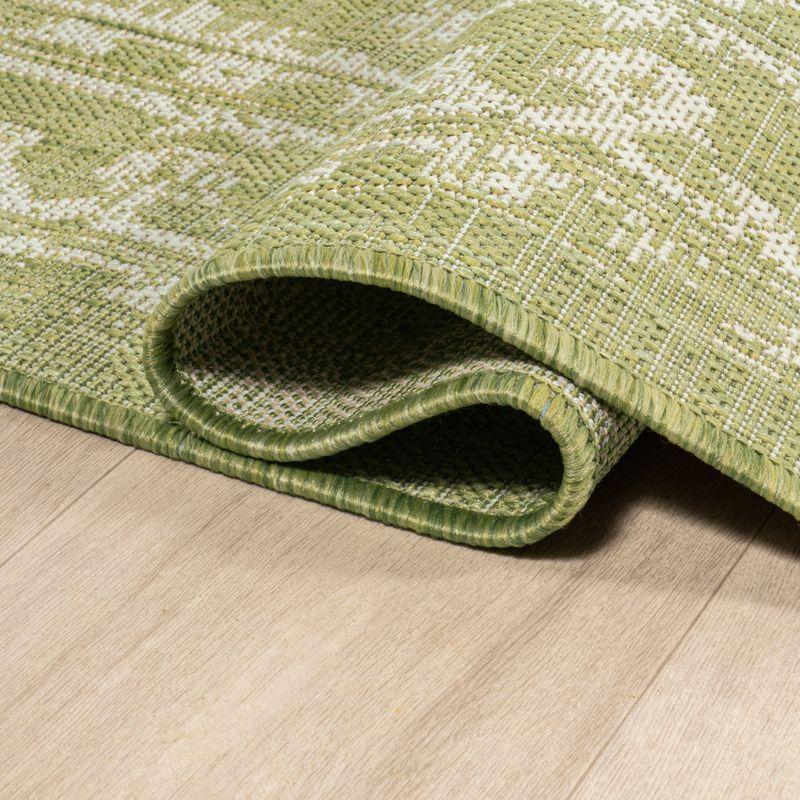 8' x 10' Malta Bohemian Styled Medallion Textured Weave Indoor/Outdoor Area Rug, Green/Cream - JONATHAN Y