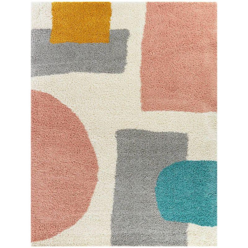 Chapelle Gray and Multicolor Geometric Shag Area Rug 5' x 7'