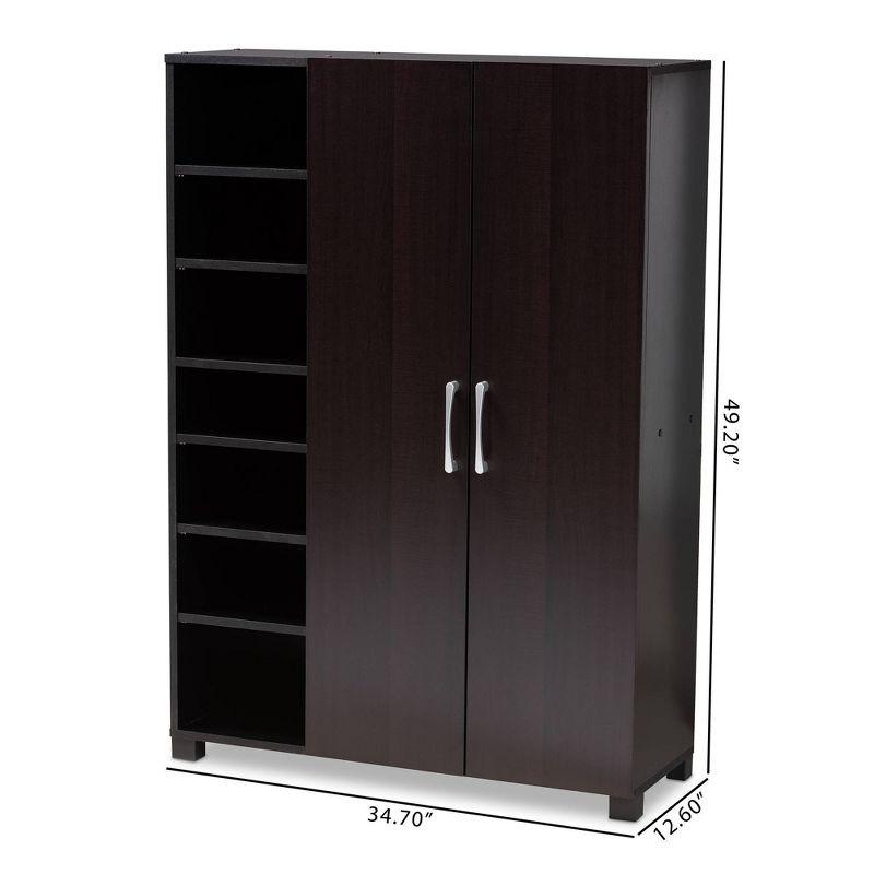 Marine Finished 2 Door Wood Entryway Shoe Storage Cabinet with Open Shelves Brown - Baxton Studio: Organizer for Closet, Wenge Finish