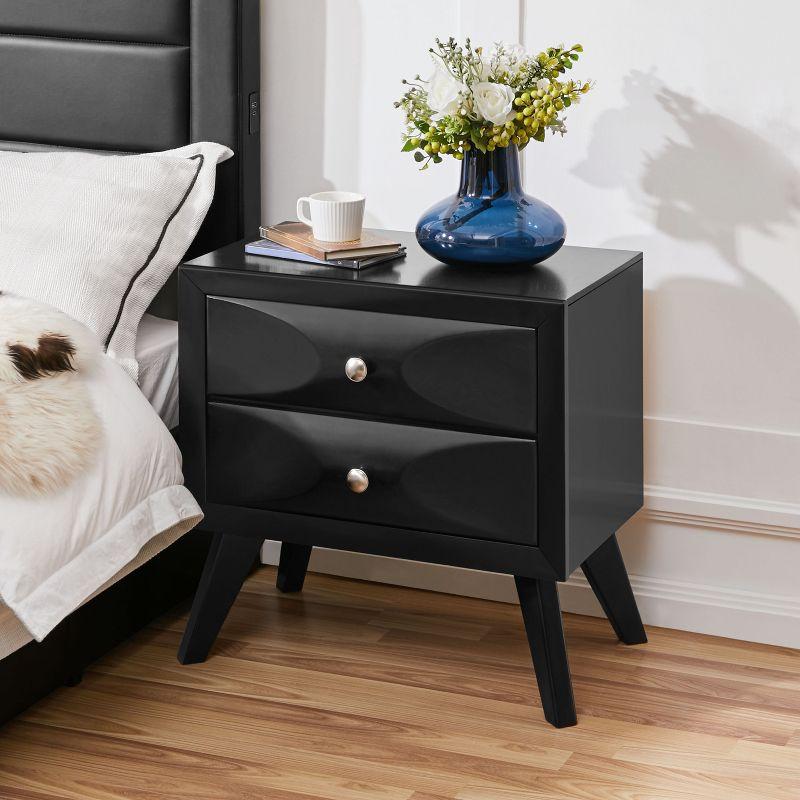 Yaheetech Modern Vintage 2-Drawer Nightstand End Table for Living Room