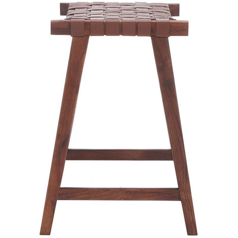 Abreu Rectangle Counter Stool - Cognac/Walnut - Safavieh