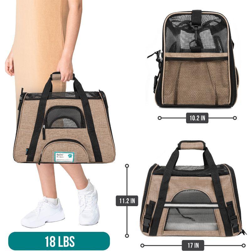 Heather Taupe Soft Sided Medium Pet Carrier with Ventilation