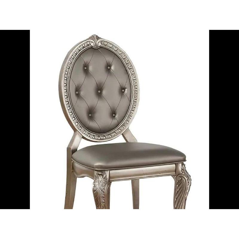Set of 2 24" Northville PU Dining Chairs Antique Silver - Acme Furniture: Queen Anne Style, Tufted Back