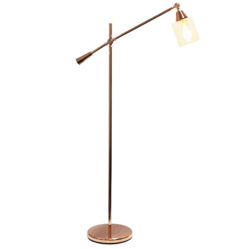 Swing Arm Floor Lamp with Glass Cylindrical Shade - Lalia Home