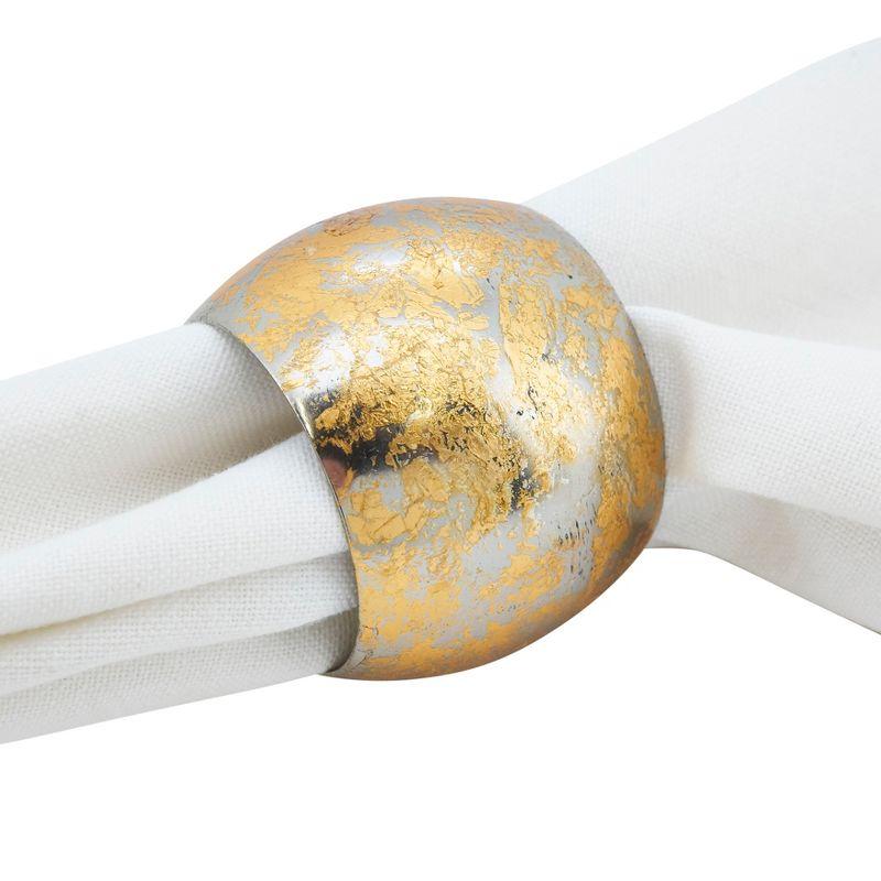 Saro Lifestyle Gold Texture Napkin Ring, Gold (Set of 4)