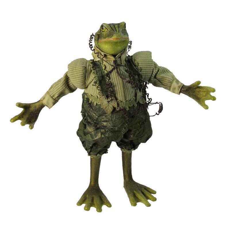 Whimsical Green Frog Figurine with Vine Accents, 13"