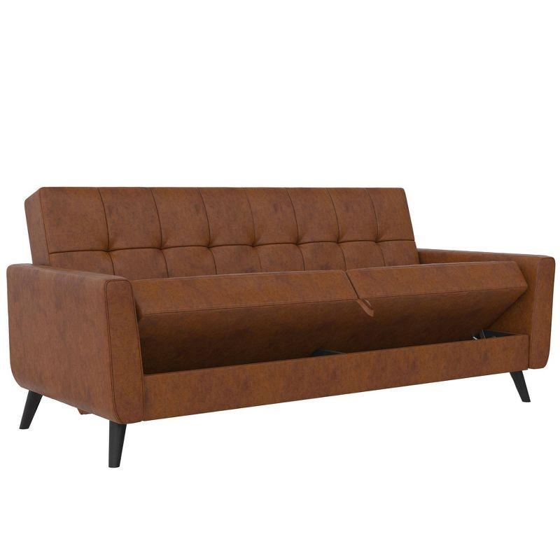 Dorel Home Products Parker Faux Leather Futon with Storage Camel