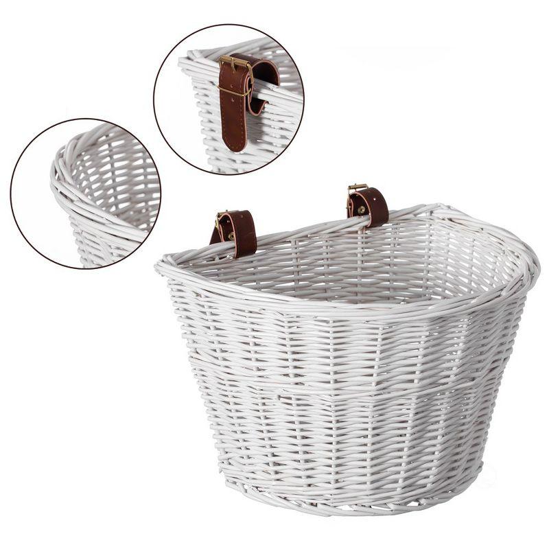 Wicker Front Cargo Bike Basket - Perfect for Riders of All Ages and Genders - for Beach Cruiser, Stationary Bike, E-bike, or Road Bike