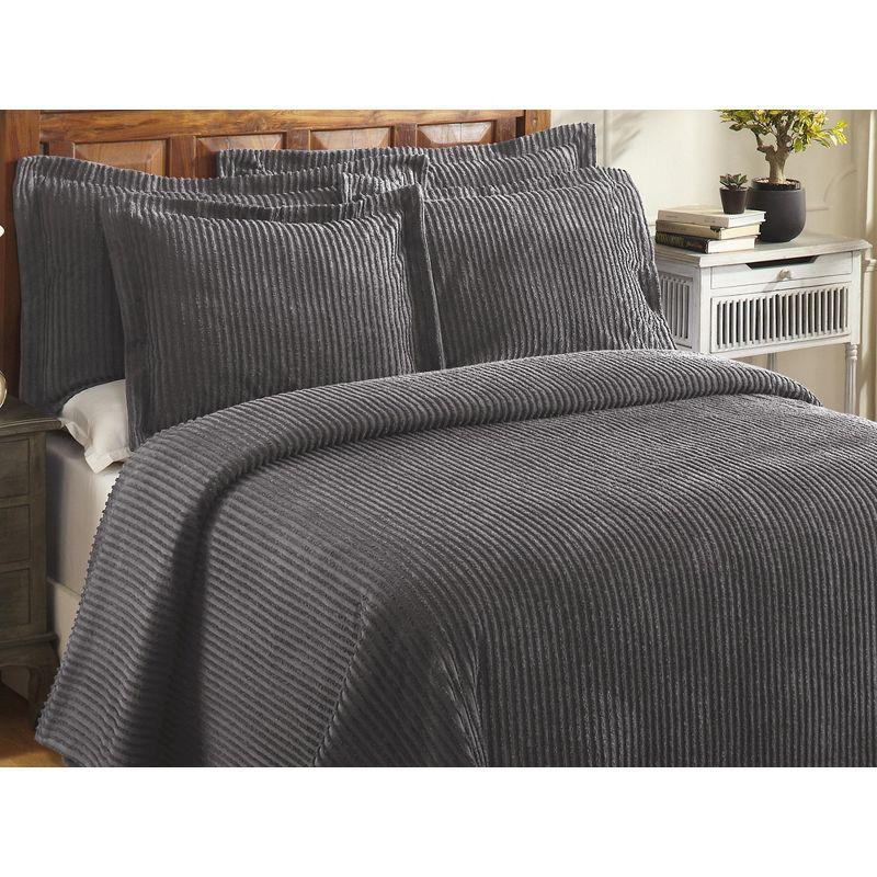 Set of 3 Queen Jullian Collection 100% Cotton Tufted Unique Luxurious Bold Stripes Design Bedspread Set Gray - Better Trends