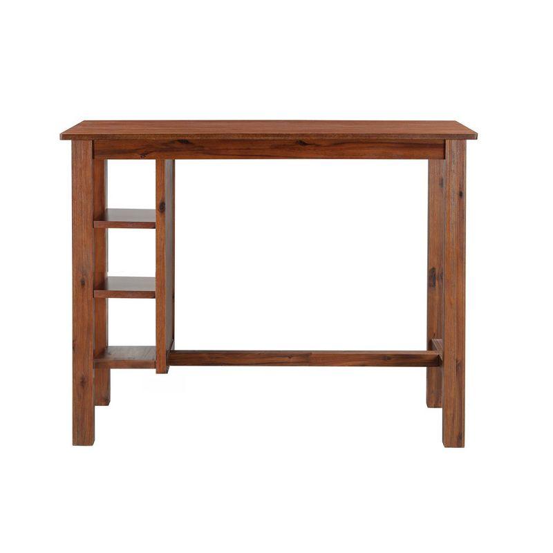 Rectangular Brittany Bar Table with Storage Shelves, Acacia Wood - Boraam: 3-Tier, Rustic Style