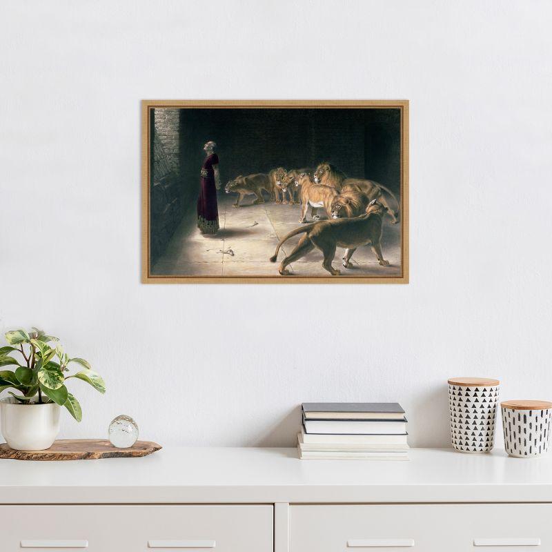 Amanti Art Daniel in the Lions Den Framed Canvas Wall Art