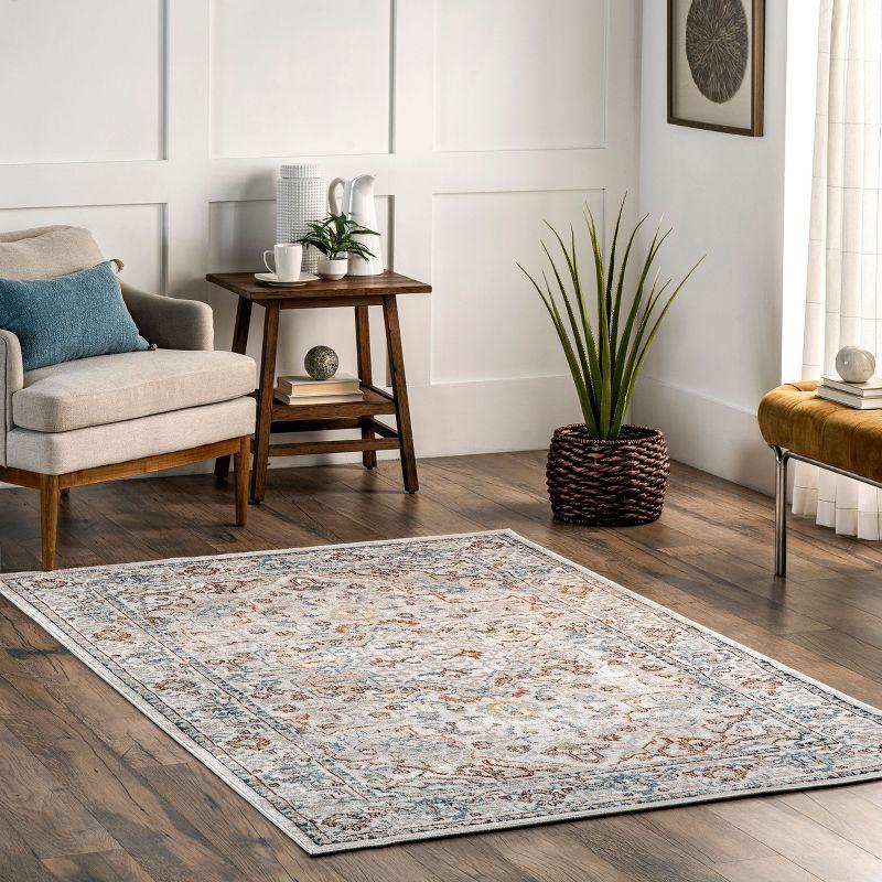 Beige and Multicolor Washable Synthetic 8' x 10' Area Rug