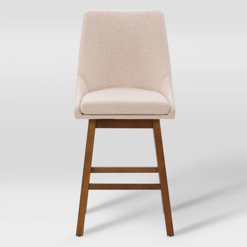 Set of 2 Boston Formed Back Fabric Barstools Beige - CorLiving: Counter Height, Upholstered, Rubberwood Legs