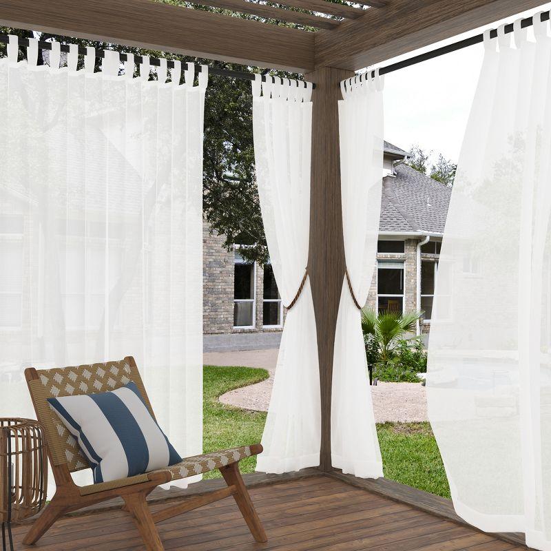 Amina Open Weave Indoor/Outdoor Sheer Tab Top Curtain Panel