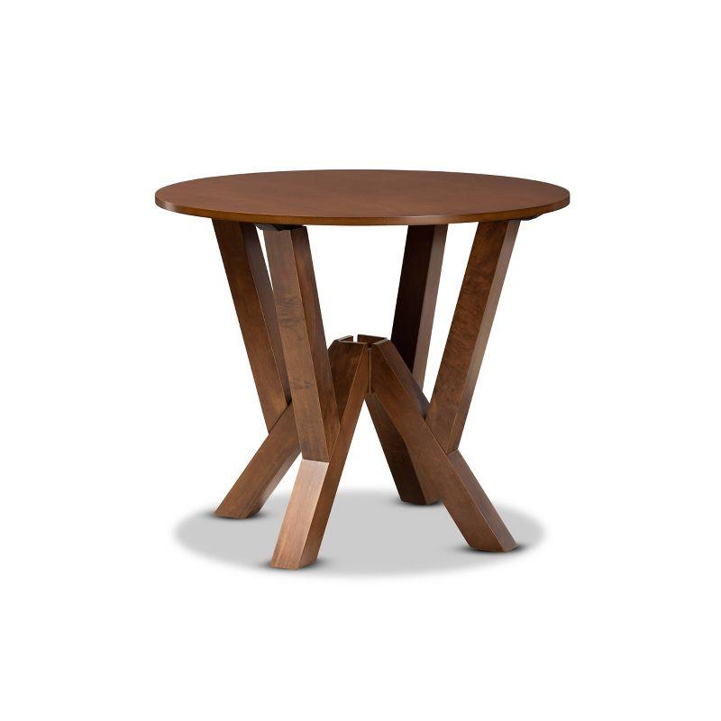 Contemporary Walnut Brown Round Wood Dining Table for Four