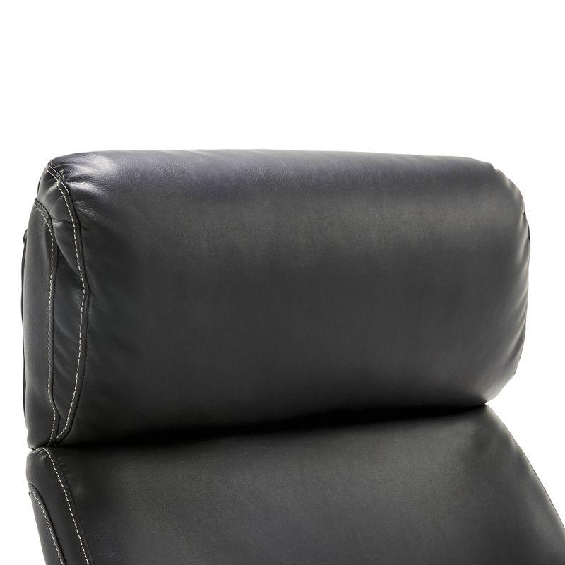 ErgoExecutive High-Back Swivel Chair with Wood Accents in Black Leather