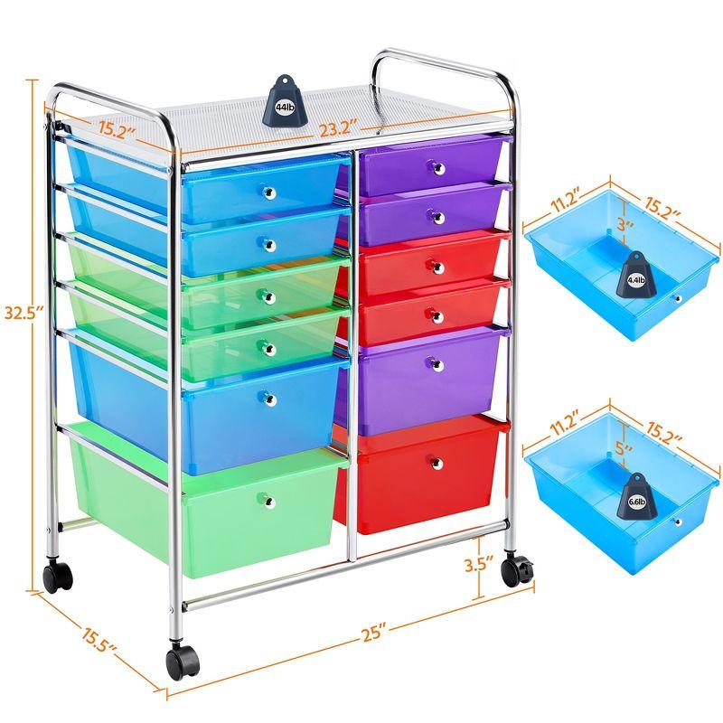 Yaheetech Drawers Rolling Storage Cart Mobile Storage Bin Trolley