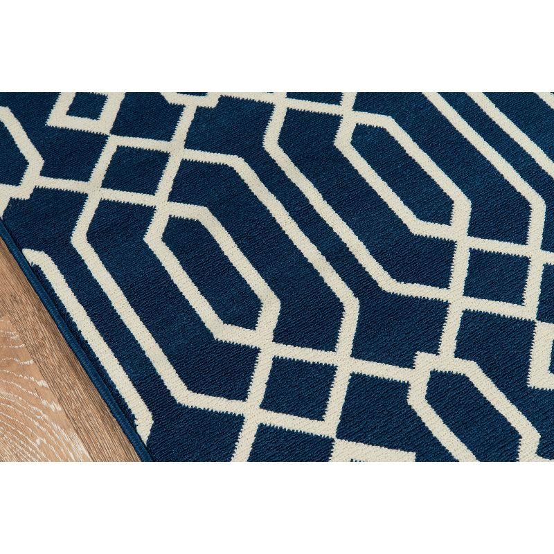 Navy Luxe Nautical 5'3" x 7'6" Flat Woven Outdoor Rug