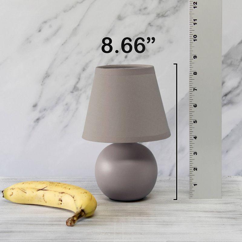 Simple Designs 8.66" Compact Ceramic Globe Table Lamp with Stylish Shade (Includes LED Light Bulb) Gray