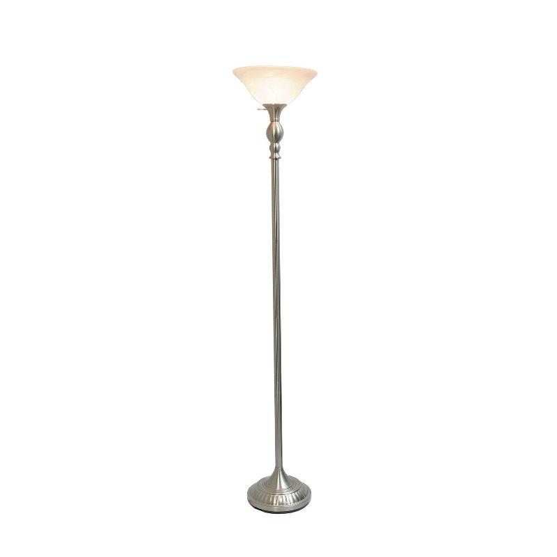 1-Light Classic Torchiere Floor Lamp with Marbleized Glass Shade - Lalia Home