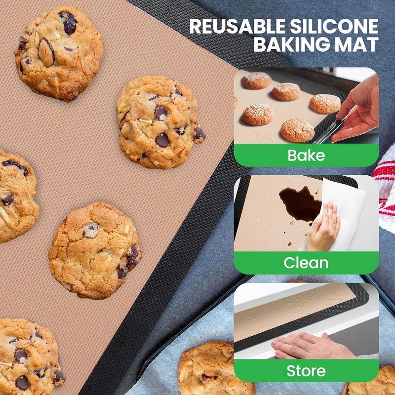 Nutrichef 2 - Pc Silicone Baking Mats - Brown & Black