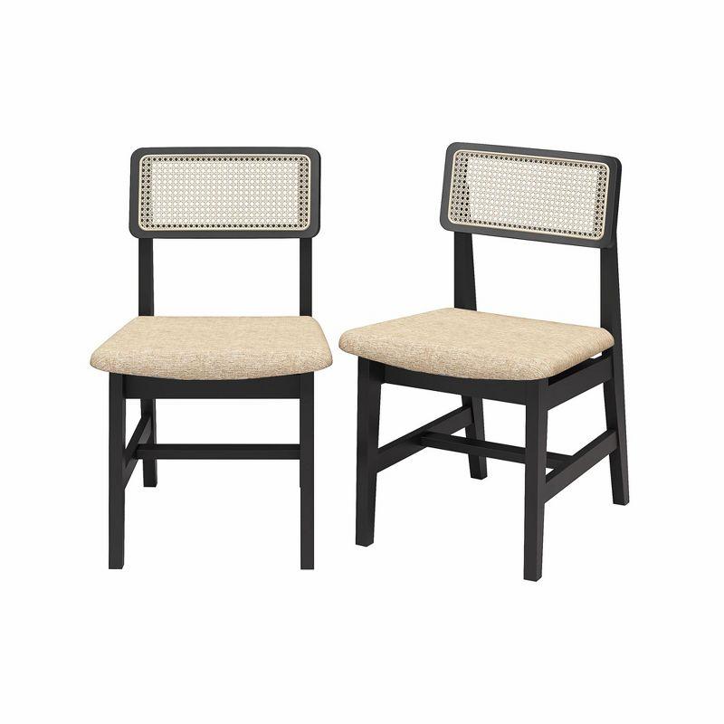 DHP Eleni Cane Dining Chairs, Set of 2, Cream/Black