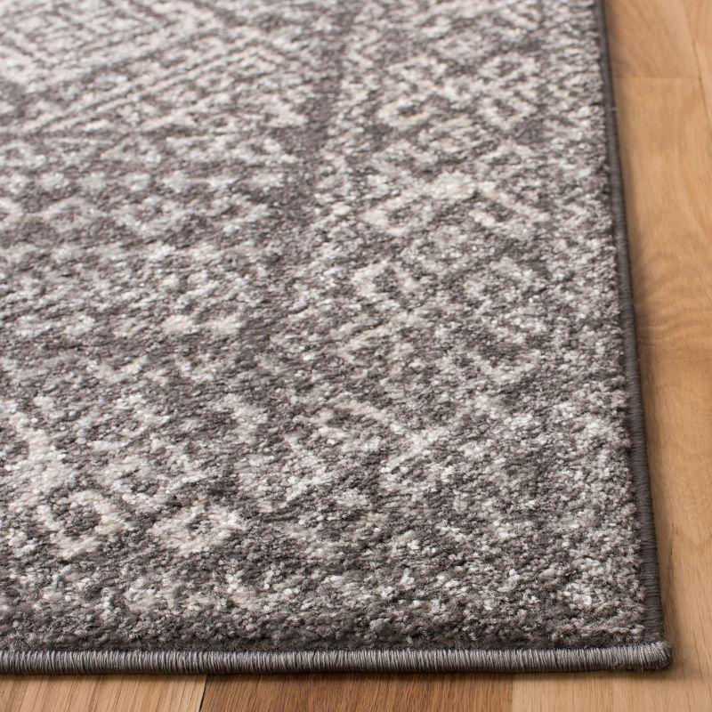 Gray Square Hand-Knotted Easy-Care Synthetic Area Rug, 5'x5'