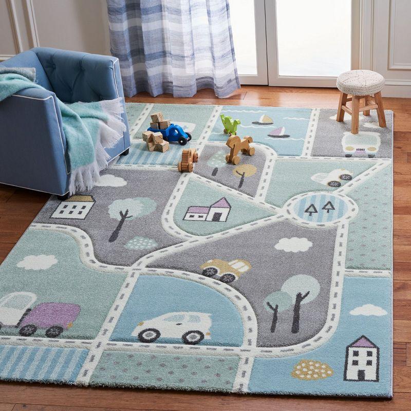 Carousel Kids  CRK193 Loomed Indoor Area Rug - Grey/Light Blue - 5'3"x7'6" - Safavieh