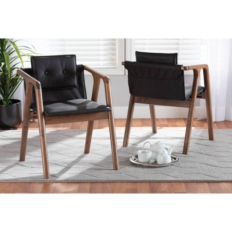 2pc Marcena Imitation Leather Dining Chair Set with Sloping Armrests - Baxton Studio