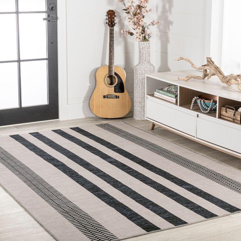 Vichy Geometric Striped Machine-Washable Indoor Area Rug - JONATHAN Y