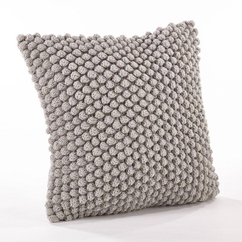 20"x20" Oversize Down Filled Crochet Pom-Pom Square Throw Pillow - Saro Lifestyle