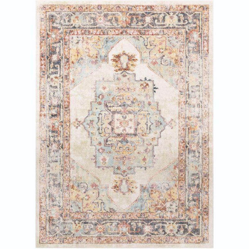 Zuidvelde Traditional Gray and Cream Stain-Resistant Area Rug