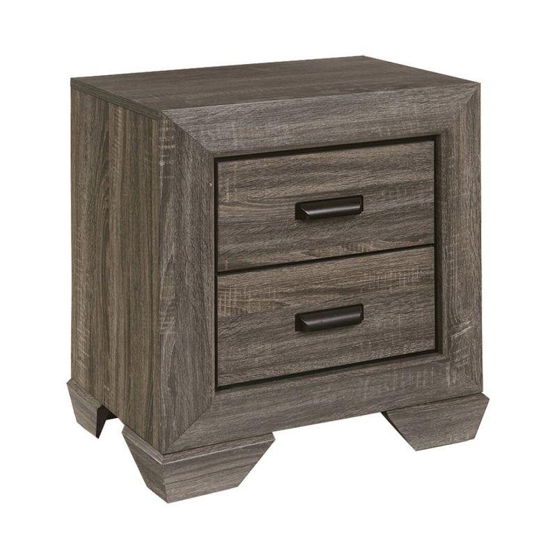 24" Lyndon Nightstand Weathered Gray Grain - Acme Furniture: English Dovetail, Metal Glides, PVC Edging